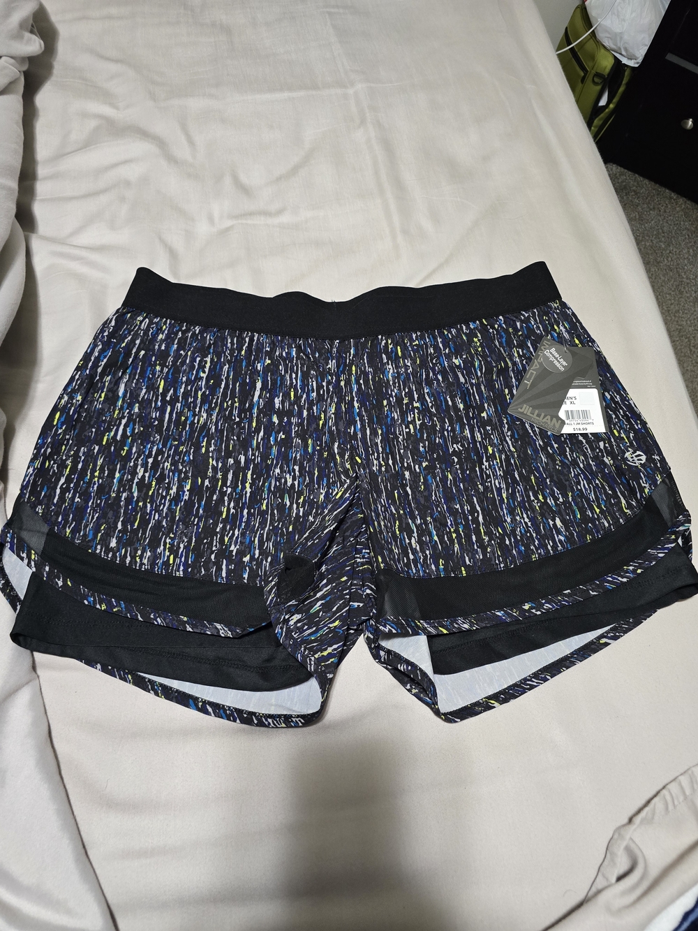 Womens Black Multi-Color Performance Running Shorts